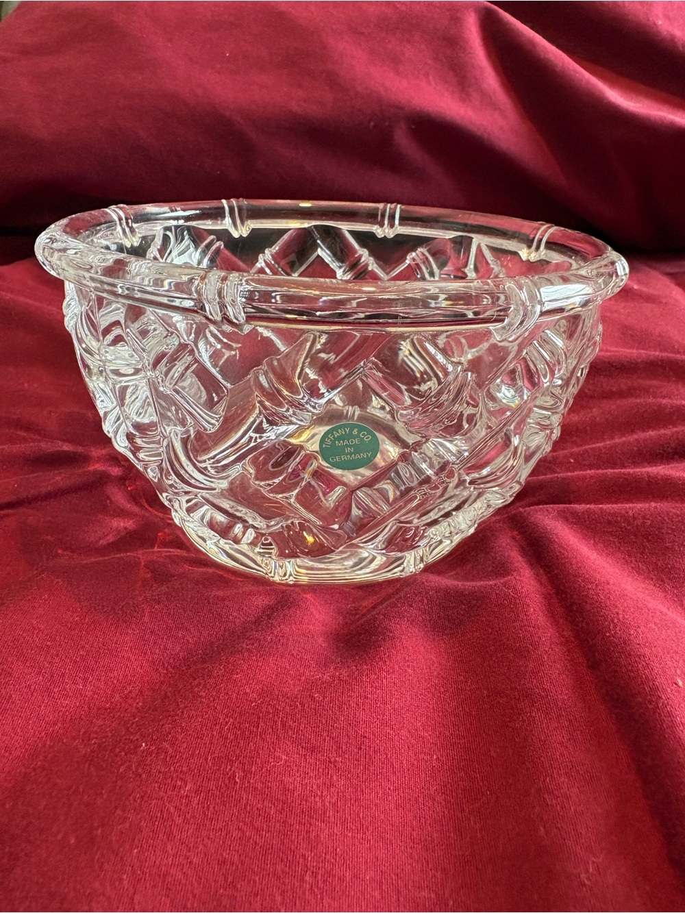 Vintage Tiffany & Co. Clear Etched Crystal Centerpiece Bowl with Original Box